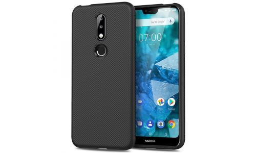 Coque soupe pour Nokia 7.1 aspect carbone noir