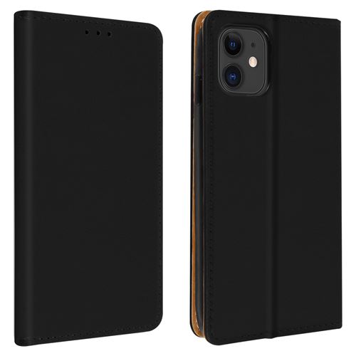 Étui pour Apple iPhone 11 Housse Porte-carte Support Vidéo Cuir Véritable noir