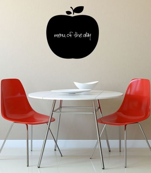 HOMEMANIA Tableau Noir Sticker - Murale - Pomme - pour Séjour, Cuisine - Noir en Vinyle, 35 x 0,1 x 35 cm