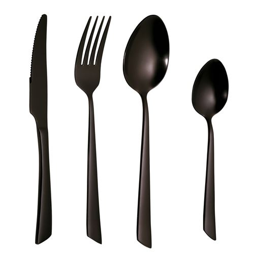 Pradel Noir Ménagère 16 Pièces Delta Black - Jean Dubost - Inox