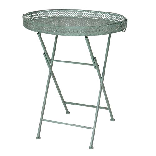 Table pliante MENDLER HWC-C39, table de jardin, métal, vert antique