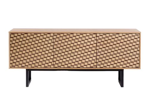 Paris Prix - Buffet 3 Portes Cube camden 175cm Chêne & Noir