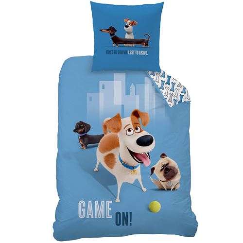 CTI 043991 Pets Max Housse de Couette 140 x 200 cm et Taie d'Oreiller 63 x 63 cm Coton Bleu