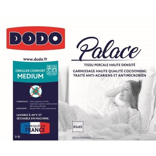 Dodo - Lot de 2 oreillers Anti Allergies - 65x65 cm - ACTI Plus II