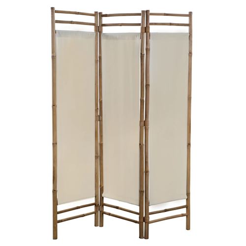 vidaXL Kamerscherm 3-panelen inklapbaar 120 cm bamboe en canvas