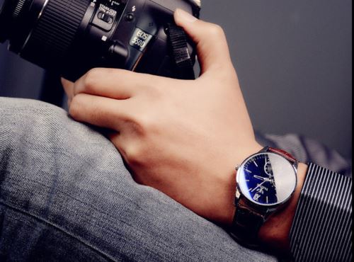 OHP Montre Homme Quartz Brun+Noir Entreprise YAZOLE 314