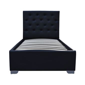 Lit coffre habitat et jardin 207 x 98 x 108 cm en chrome sommier a lattes pour 2 personnes de couleur noir - 1