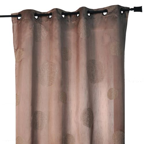 HomeMaison HM69851150 Rideau en Shantung Brodé Ronds Mêlés Taupe