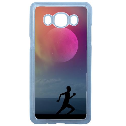 Coque Silhouette Joggeur Fitness Lune Compatible Galaxy J7 2016 Transparent