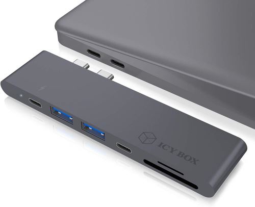 ICY BOX MacBook Pro Dock HDMI Thunderbolt 3 2X USB 3.0 1x USB-C Lecteur de Carte Gris