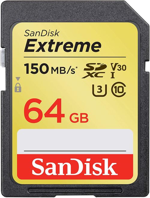 SanDisk Extreme 64 Go Carte mémoire SDXC jusqu'à 150 Mo/s, Classe 10, U3, V30