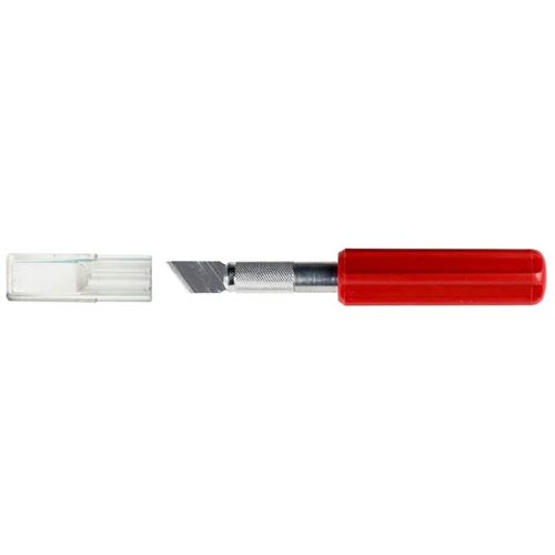 K5 Knife, Heavy Duty Red Plastic Handle With Safetycap (carded)