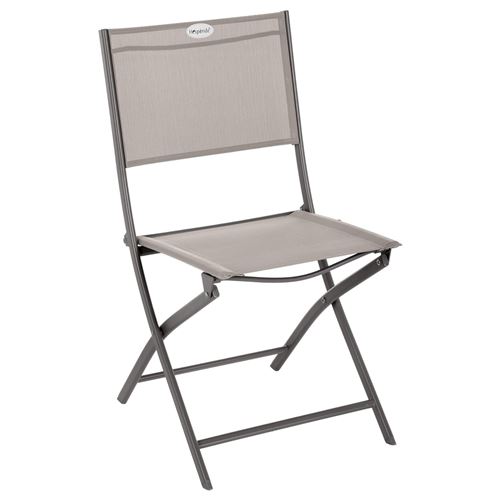 Chaise de jardin pliable Modula - Acier et polyester - Taupe et gris
