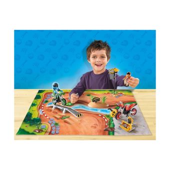 Playmobil Play Map Les véhicules de course 9329 Pilotes motocross avec support de jeu