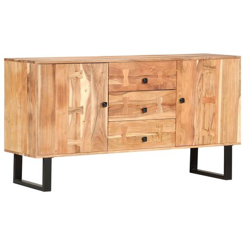 Buffet en bois d'acacia massif et en acier enduit de poudre