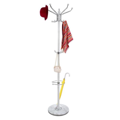 Todeco - Portemanteau, Portant pour Manteaux et Chapeaux, Blanc, Dimensions: 36,8 x 36,8 x 176,0 cm