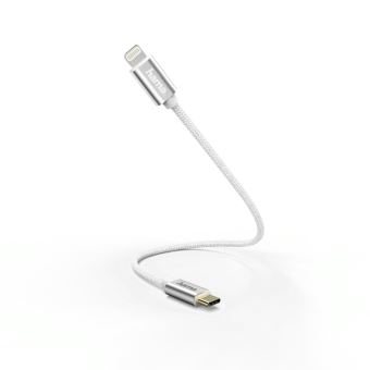 Câble de charge rapide/données, USB-C - Lightning, 0,2 m, blanc