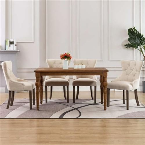 vidaXL Chaises de salle à manger 4 pcs Beige Tissu