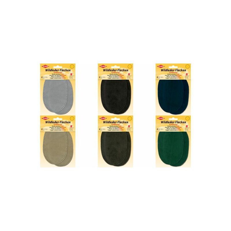 Patchs Daim Cuir KLEIBER - 12x10 Cm Ovale - Gris - 1 Paire - Trous Pré-percés Pour Couture