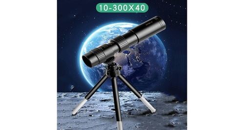 Télescope monoculaire à zoom super téléobjectif 4k 10-300x40mm avec trépied et clip
