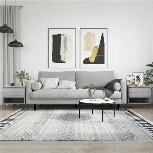 Vidaxl Gris Tables Basses 2 Pcs Sonoma 50X46x50 Cm Bois D'ingénierie 830921 - Image 2