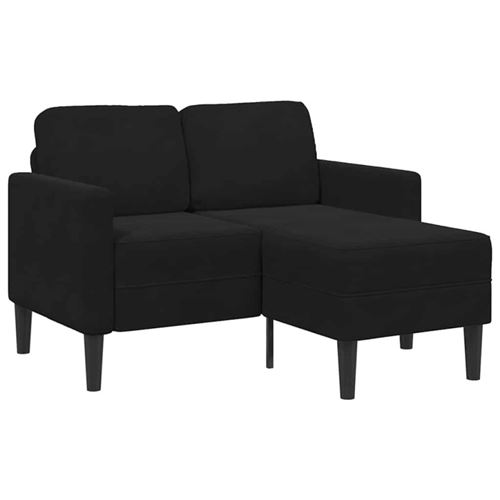 Non Communiqué Noir Canapé 2 Places Avec Méridienne En L 125 Cm Velours