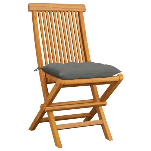 Vidaxl Gris Chaises Pliables Et Coussins - Image 3