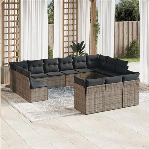 Non Communiqué Gris Vidaxl Salon De Jardin Avec Coussins 12 Pcs, Canapés De Patio, Ensemble De Meubles, Mobilier De Terrasse Extérieur, Beige 3260554