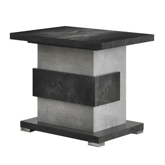 Table d'Appoint à Pied Central Gris Aspect Pierre - HOFFMAN - ALTOBUY - 1