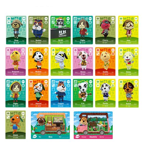 Standard Carte pour Amiibo Animal Crossing Frusde Série Chien Compatible avec Nintendo Switch-21pcs(8.5*5.5cm)