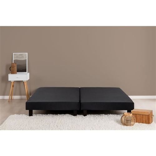 Rakenne Sommiers tapissiers a lattes x2 160x200 cm - Bois massif Noir + Pieds