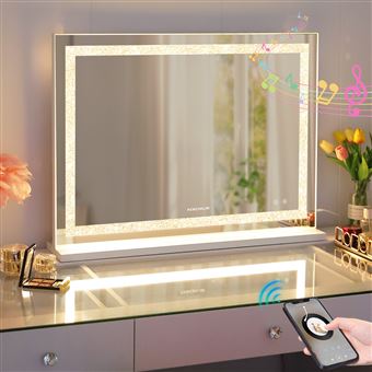 Miroir Maquillage Lumineux Led 18 Ampoules 3 Couleurs Luminosité Ajustables Ecran Tactile