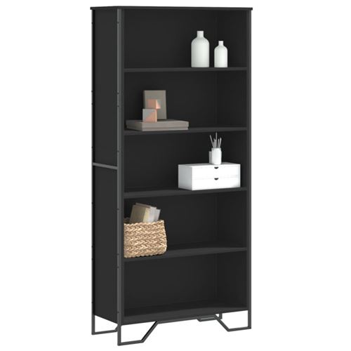 Non Communiqué Noir Bibliothèque 80X31x169 Cm Bois D'ingénierie
