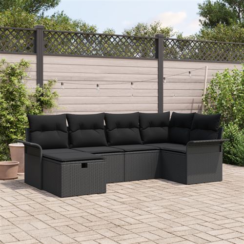 Non Communiqué Noir Ensemble De Canapé De Jardin 6 Pièces Avec Coussins En Poly Rattan Canapé De Jardin 2 Places Avec Rangement Et Coussins E