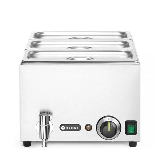 Set Bain marie avec robinet de vidange HENDI RANGER + 3 x bac GN 1/3 avec couvercle, GN 1/1, 230V/1000W, 605x332x(H)242mm   Hendi