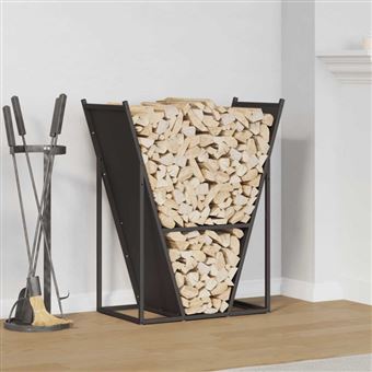 Portant de bois chauffage noir 69,5x35x81 cm - 1