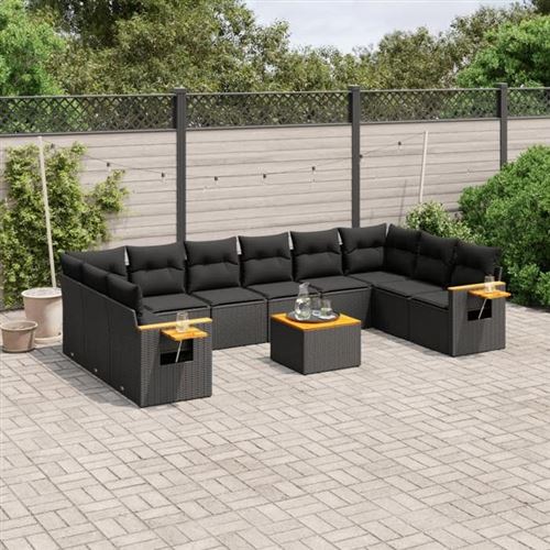 Non Communiqué Noir Salon De Jardin Modulable Vidaxl Rotin 11 Pieces 10 Personnes