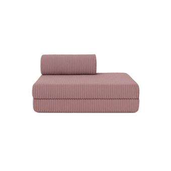 Canapé 2 places convertible et modulable - Velours côtelé XL Rose - 1
