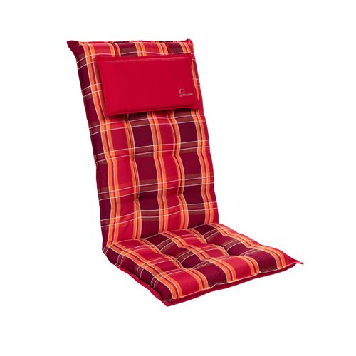 Coussin de chaise de jardin -Blumfeldt Sylt -120 x 50 x9 cm -1 pièce -Carreaux Rouges