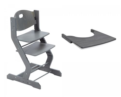 Chaise haute avec plateau gris