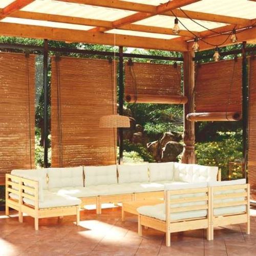 Non Communiqué Beige Salon De Jardin Modulable Vidaxl Bois Massif 2 Pieces 10 Personnes