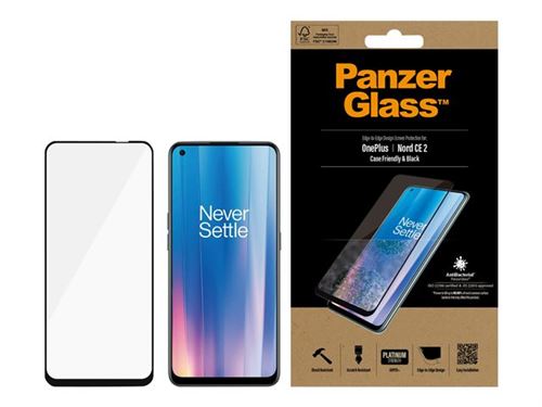 PanzerGlass - Protection d écran pour téléphone portable - verre - couleur de cadre noir - pour OnePlus Nord CE 2 5G