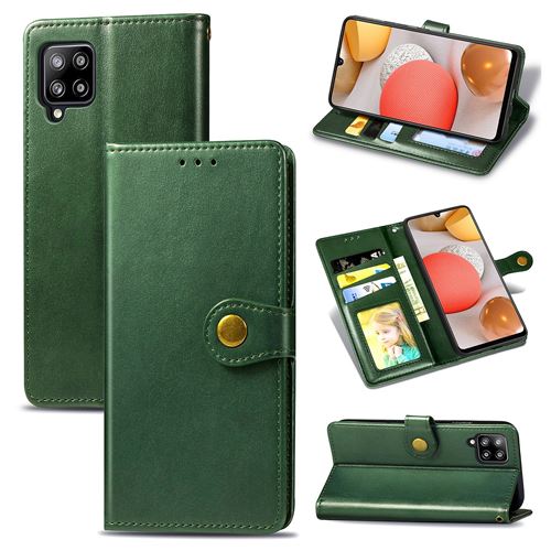 MPFRANCE Housse pour Samsung Galaxy A42 5G Vert [Porte Carte, etui portefeuille, boucle]