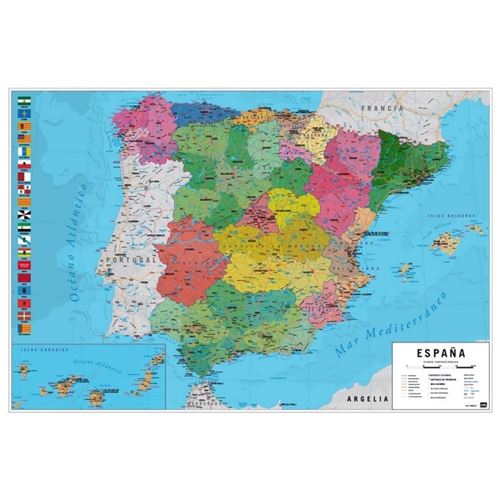 Affiche - Carte Espagne - Spain Map - 61x91,5cm