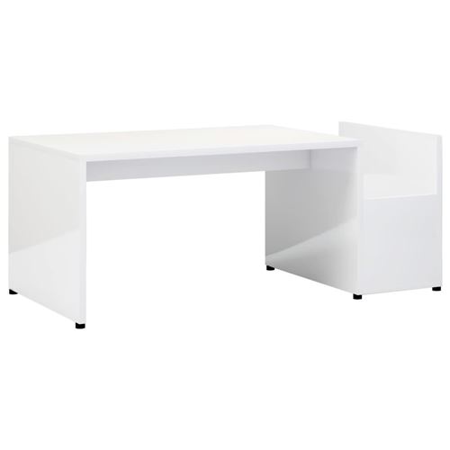 vidaXL Table basse Blanc brillant 90x45x35 cm Aggloméré
