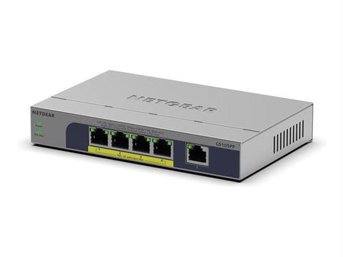 Netgear Gris Gs105pp Non-Géré Gigabit Ethernet (10/100/1000) Connexion Ethernet, Supportant L'alimentation Via Ce Port (Poe) Montage Sur Le Bureau Ou Sur Le Mur - Neuf - Image 3