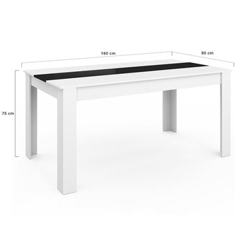 IDMarket Table à Manger Rectangle ROZY 6 Personnes - Blanc Plateau Hêtre 110 Cm