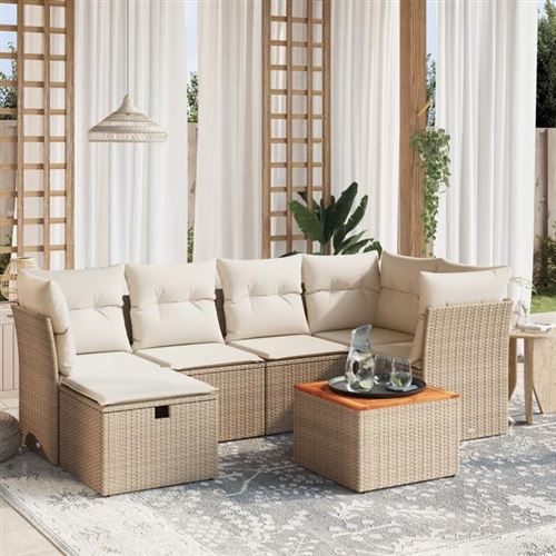 Non Communiqué Beige Vidaxl Salon De Jardin Modulable - Lot De 7 Pièces - Rotin 62X62x69 Cm