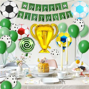 Football Decoration Anniversaire Fête FONGWAN Bannière Joyeux Anniversaire,  Latex Ballon, Cake Topper pour Garcon & Fille - Vert - Article et décoration  de fête - à la Fnac