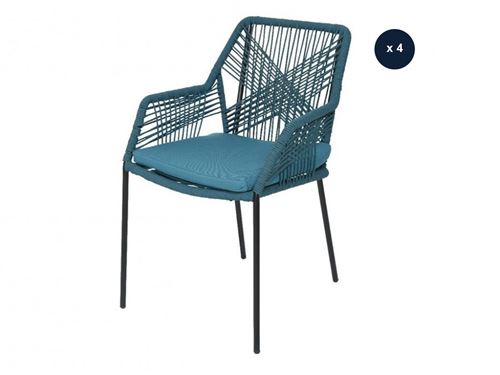Lot de 4 chaises de jardin Séville turquoise - Jardideco